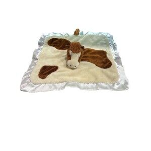 Douglas Baby Cream & Brown Horse Pony Satin Trim Security Blanket Lovey 1328 14”